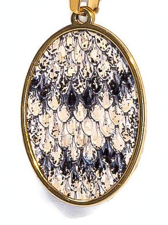 DiamondBack Rattlesnake Oval Statement Pendant