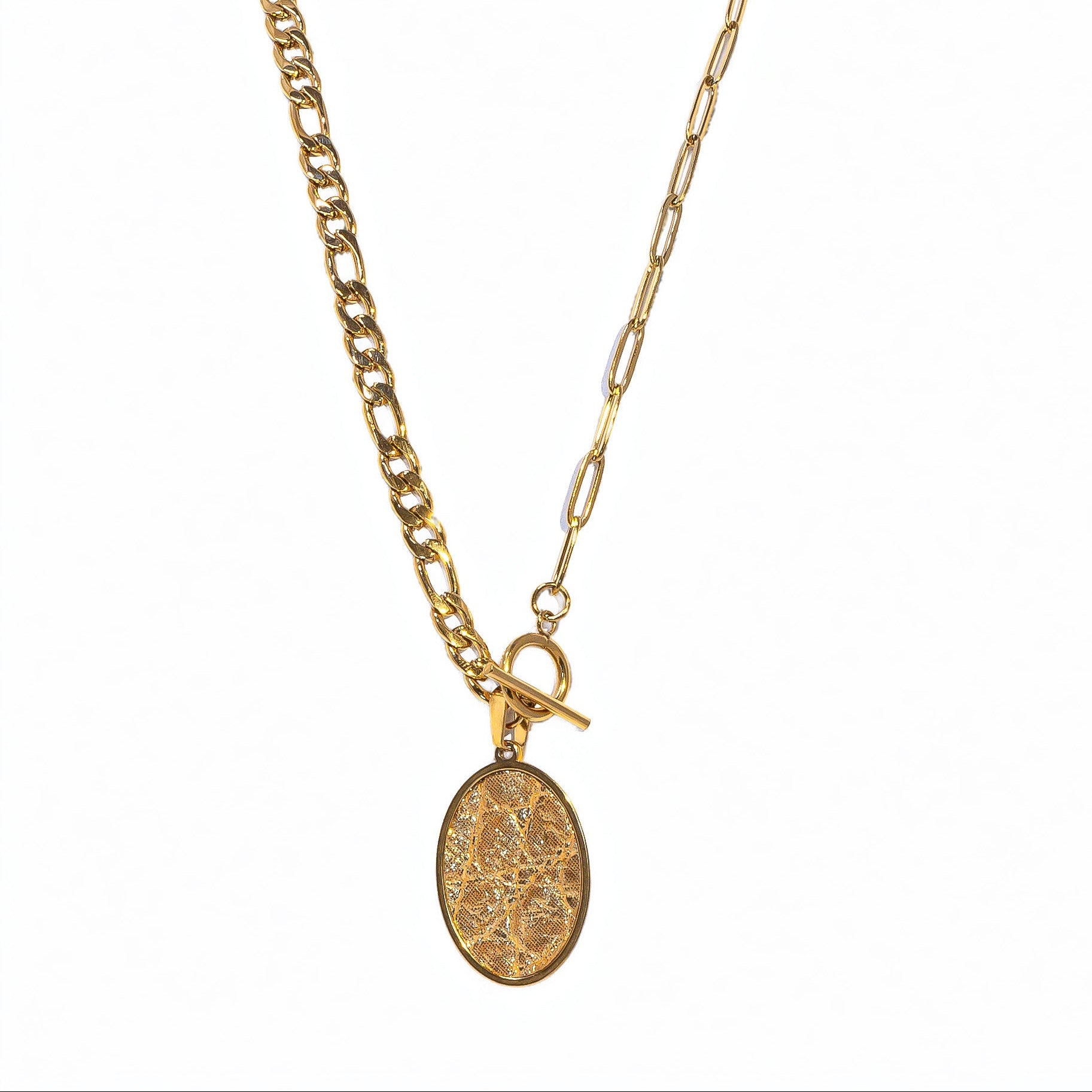Grateful Gold Oval Statement Necklace