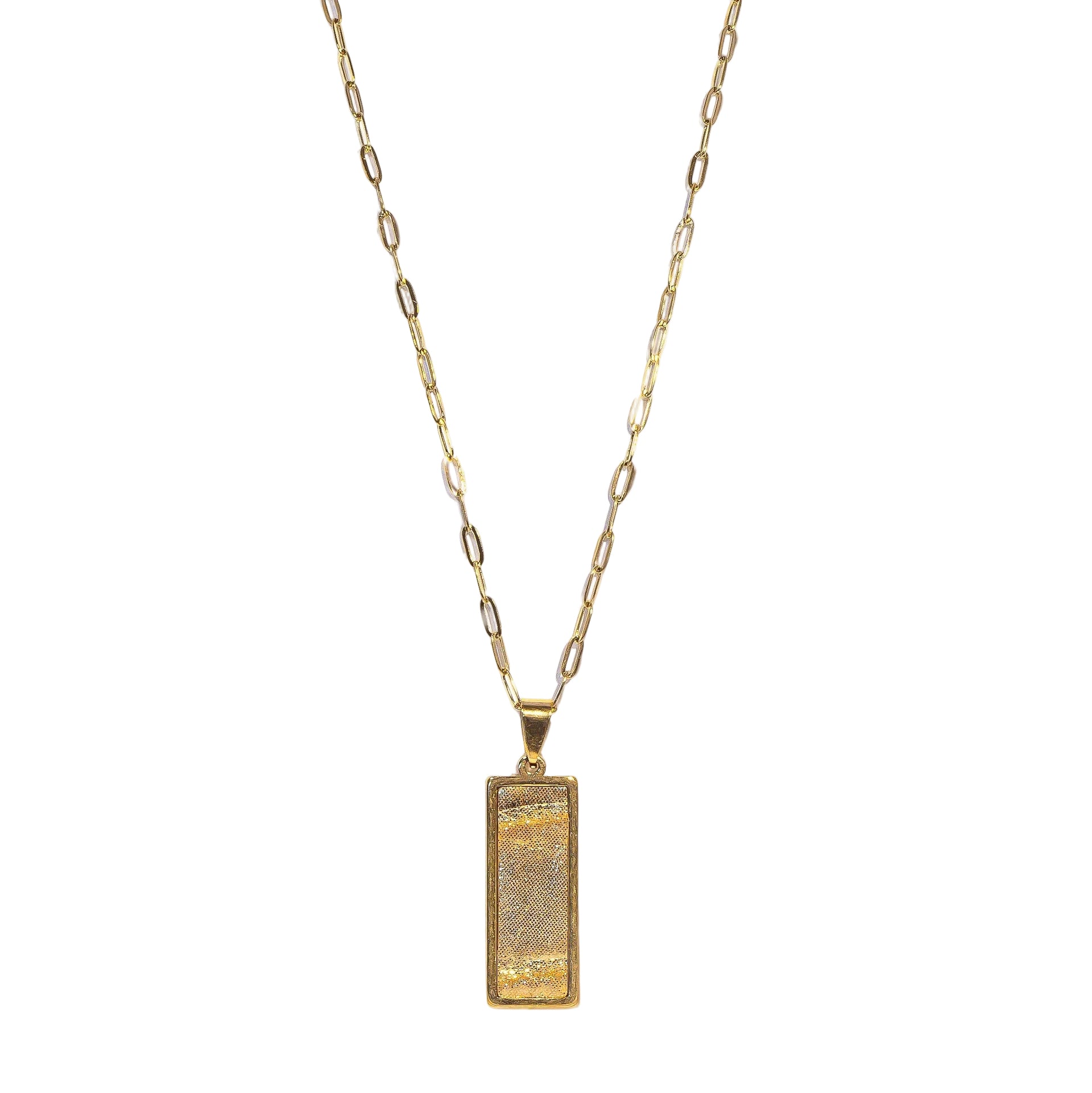 Grateful Gold Rectangle Signature Necklace