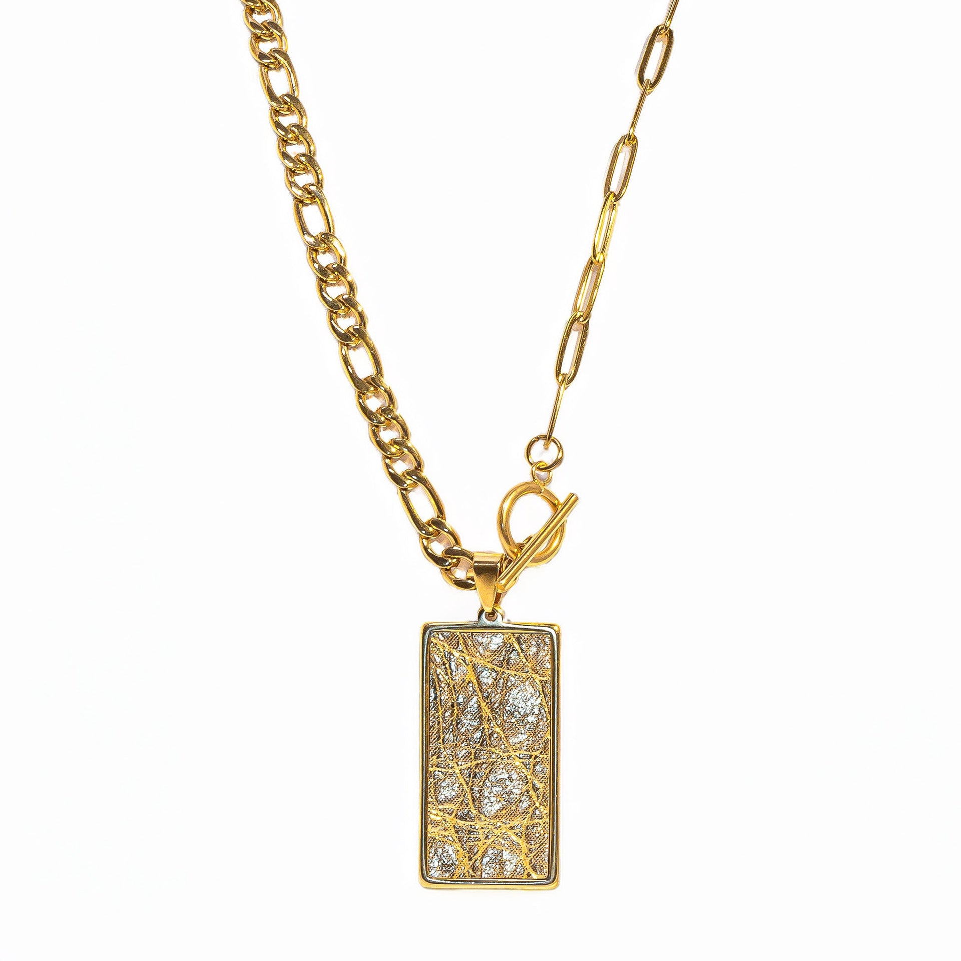 Grateful Gold Rectangle Statement Necklace