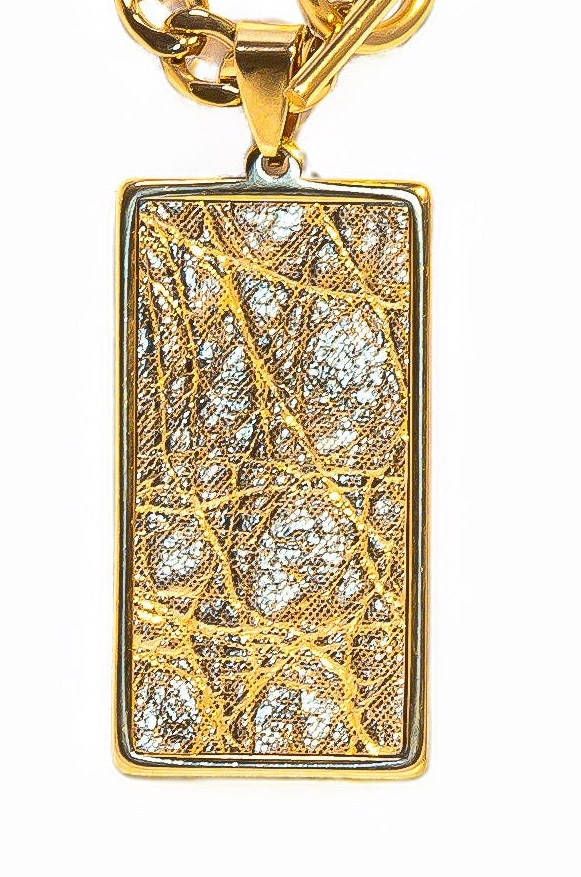Grateful Gold Alligator Rectangle Statement Pendant