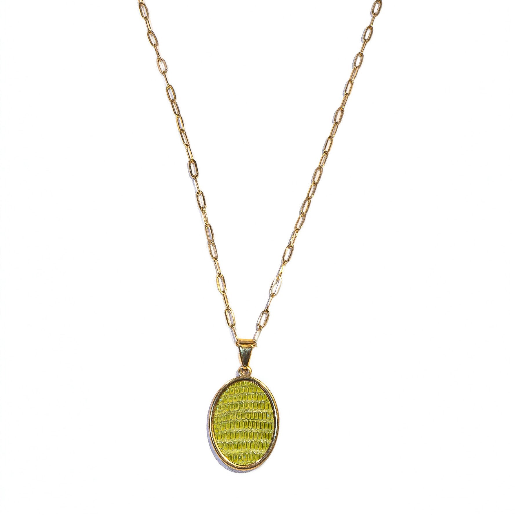 Keylime Lizard Oval Signature Necklace