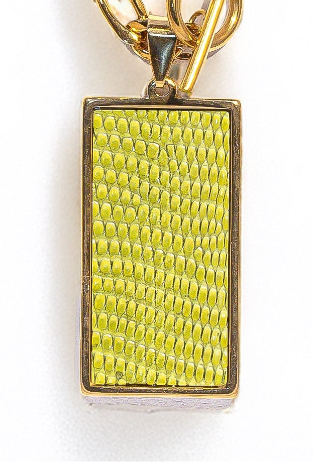 Keylime Lizard Rectangle Statement Pendant