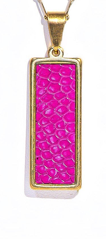 Orchid Lizard Rectangle Signature Pendant