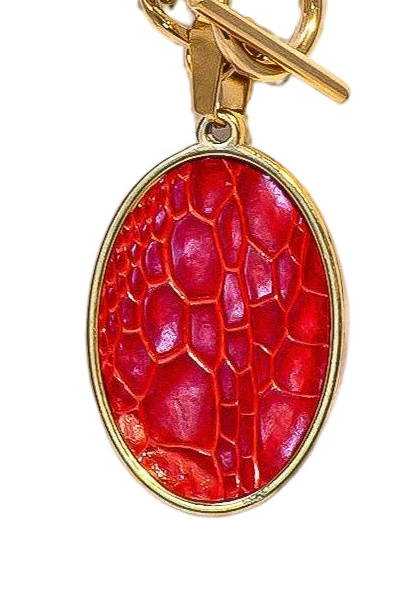 Rouge Lizard Oval Statement Pendant