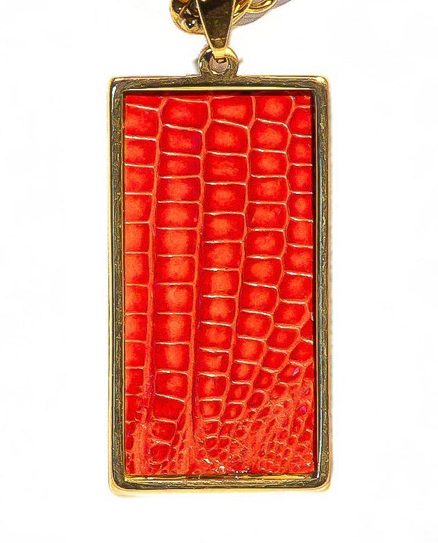 Rouge Lizard Rectangle Statement Pendant