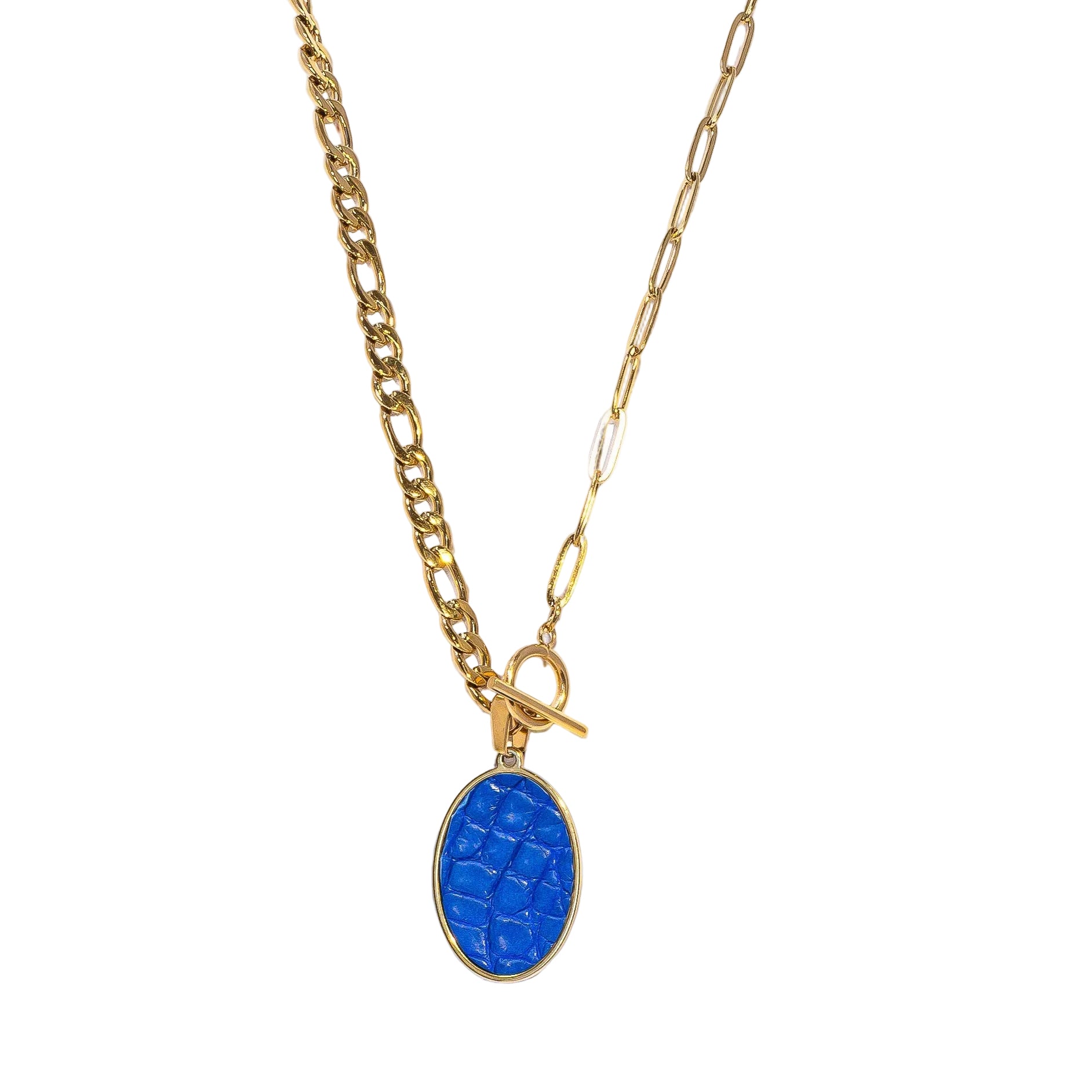 Sapphire Alligator Oval Statement Necklace