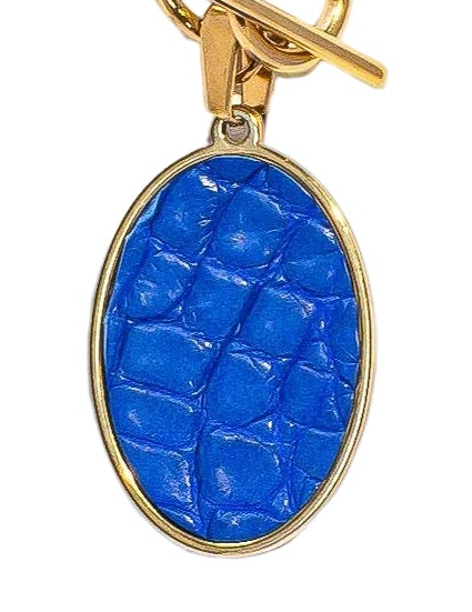 Sapphire Alligator Oval Statement Pendant
