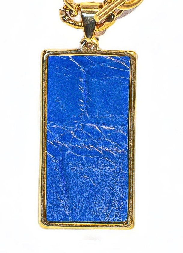 Sapphire Alligator Rectangle Statement Pendant