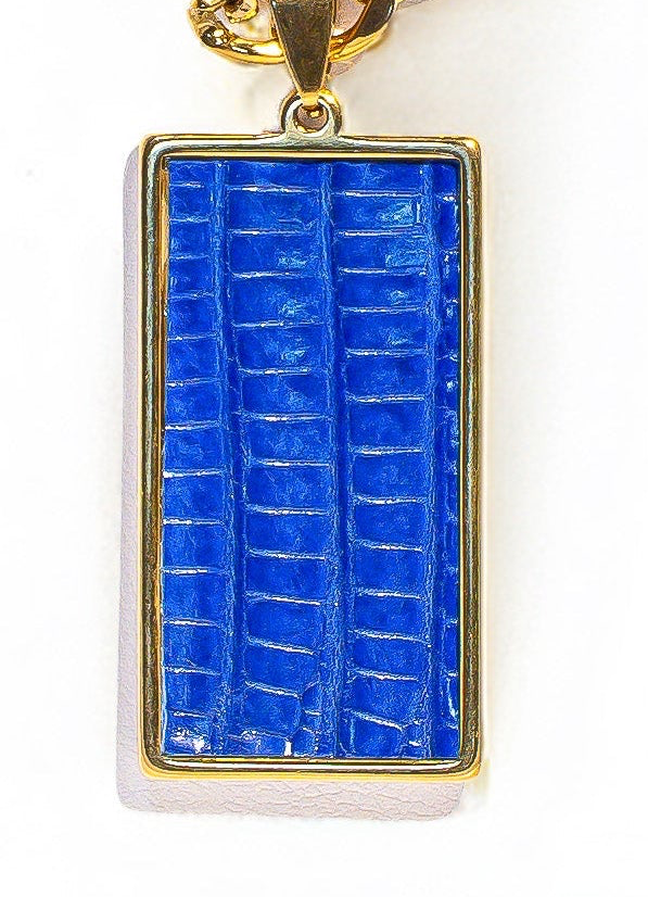 Sapphire Lizard Rectangle Statement Pendant