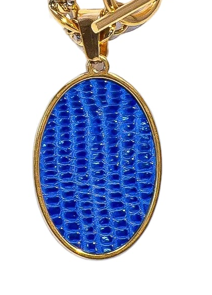 Sapphire Lizard Oval Statement Pendant