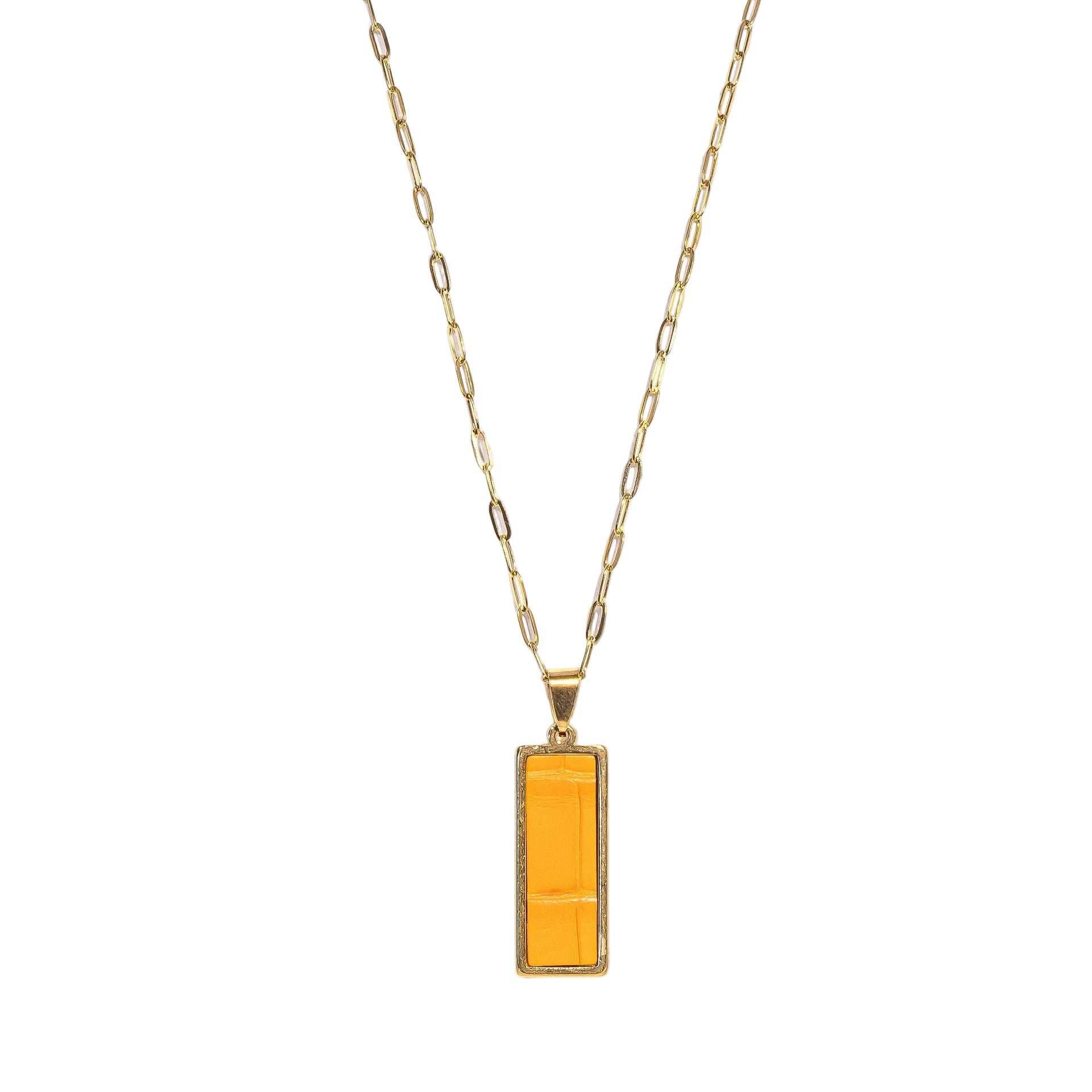 Tangerine Rectangle Signature Necklace