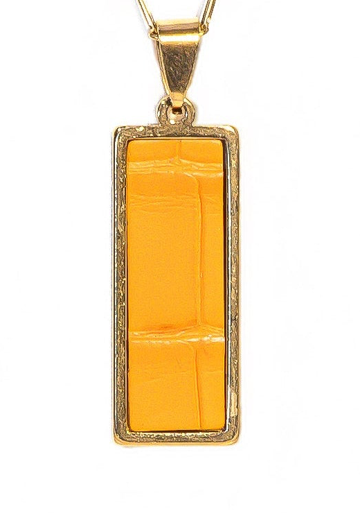 Tangerine Alligator Rectangle Signature Pendant