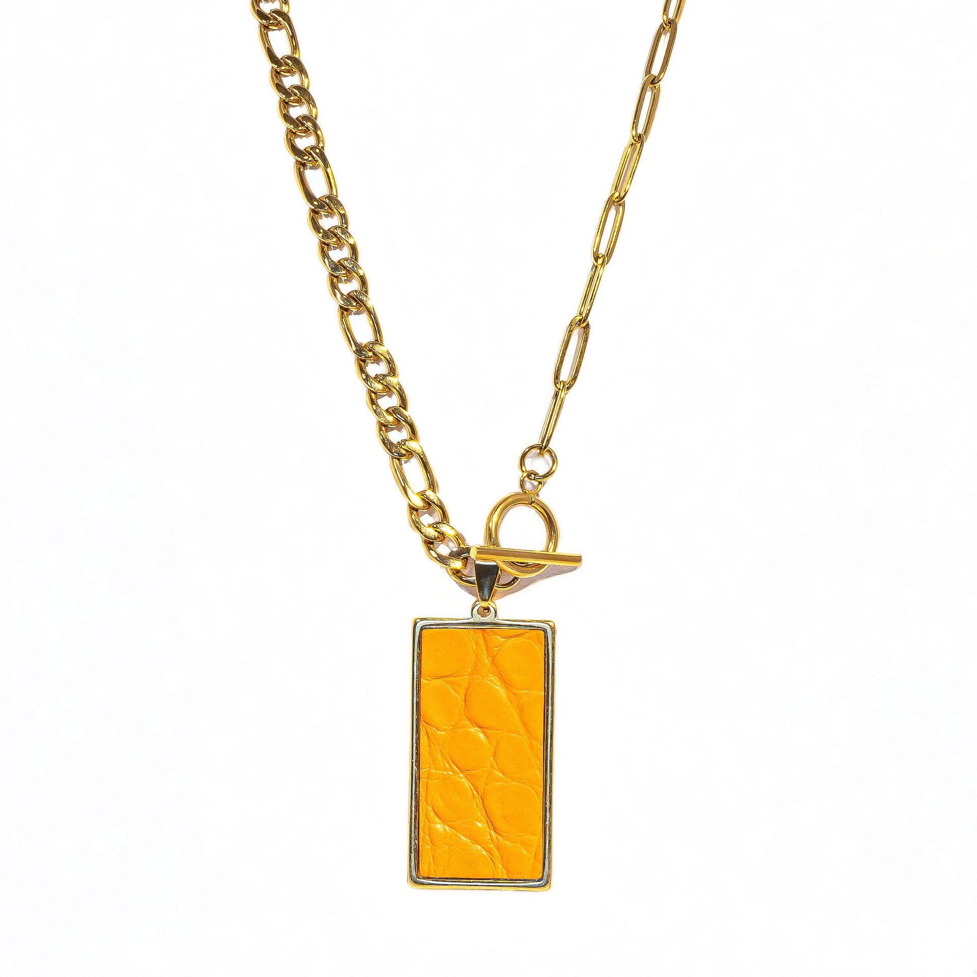 Tangerine Rectangle Statement Necklace