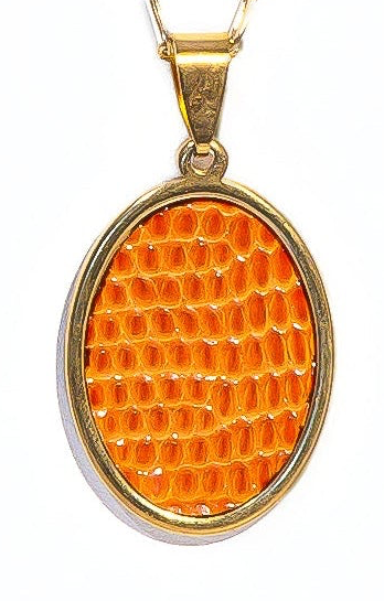 Tangerine Lizard Oval Signature Pendant