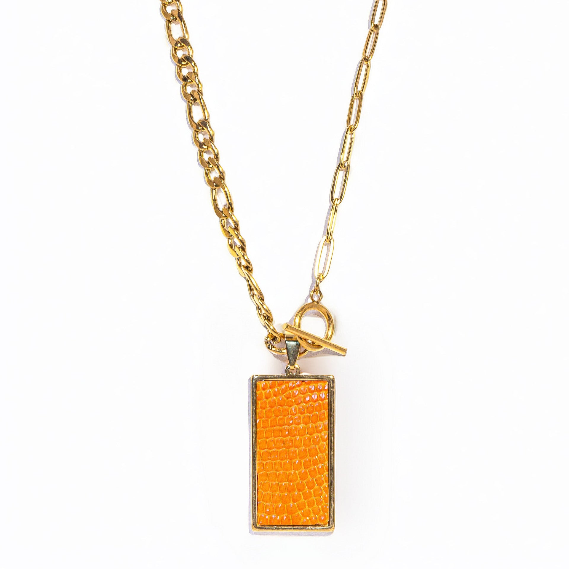 Tangerine Rectangle Statement Necklace