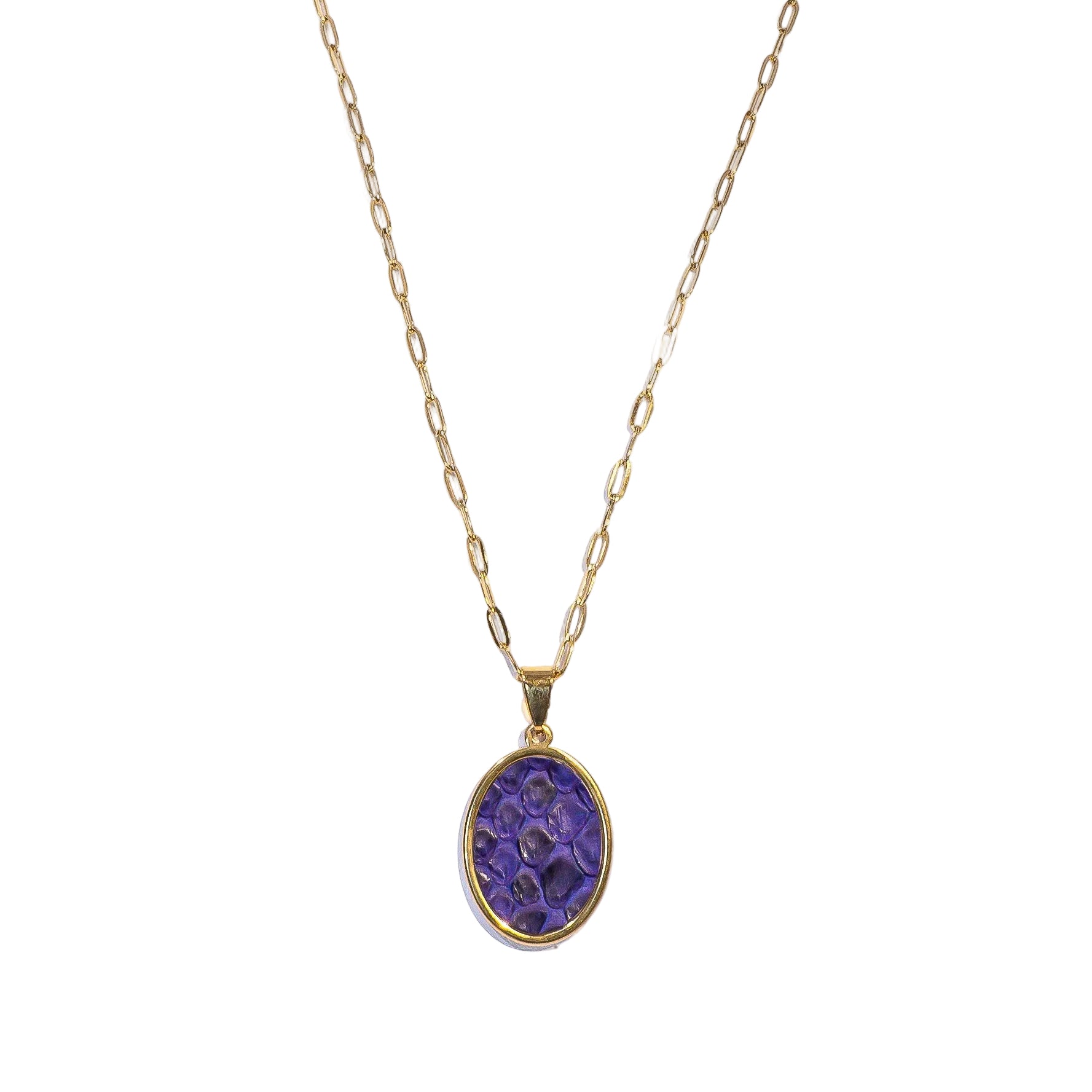 Velvet Plum Oval Signature Necklace