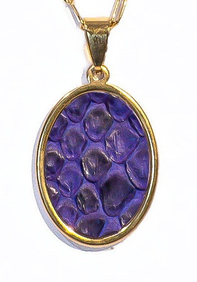 Velvet Plum Python Oval Signature Pendant