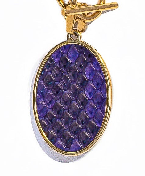 Velvet Plum Python Oval Statement Pendant
