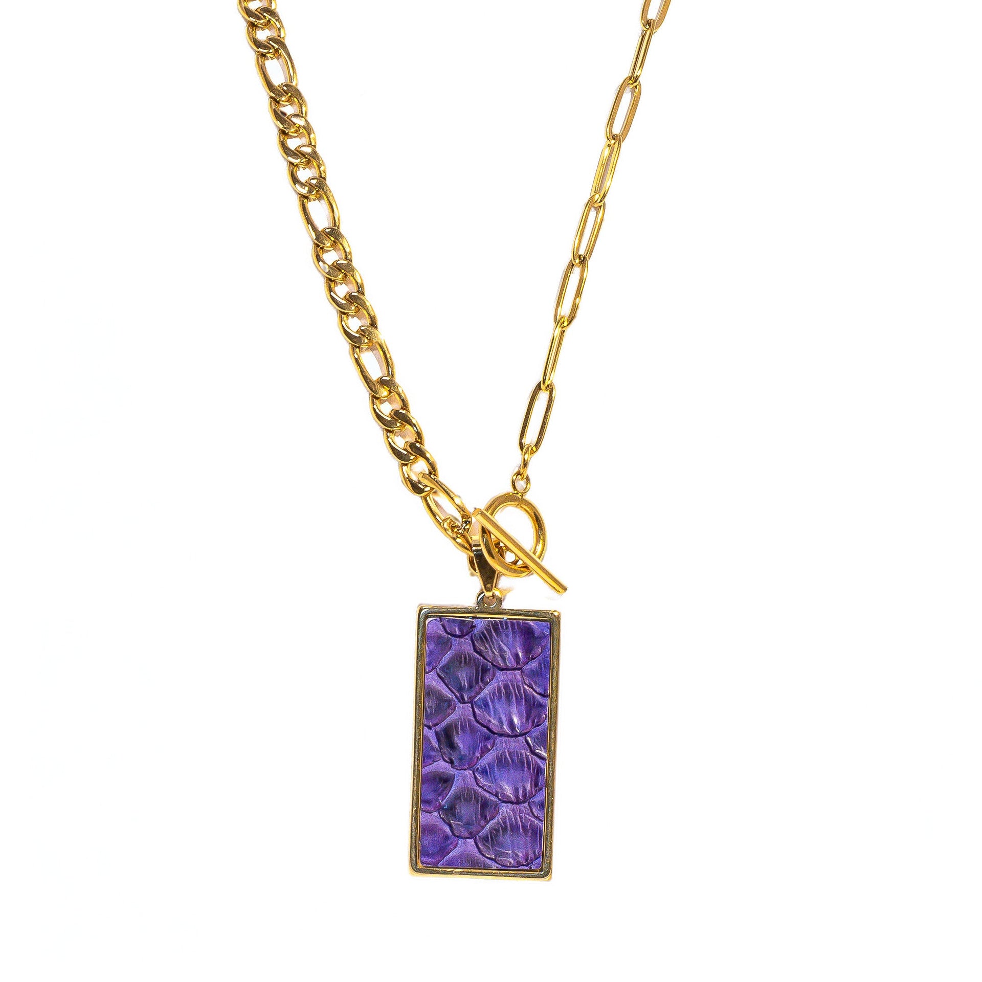 Velvet Plum Python Rectangle Statement Necklace